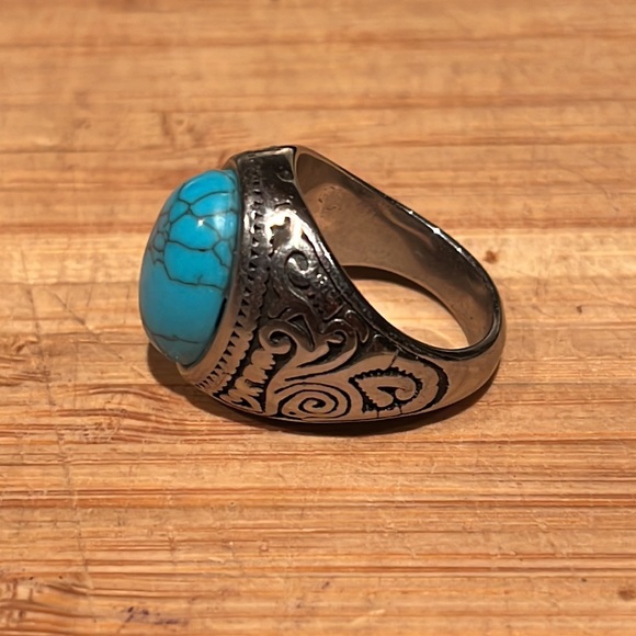 MENS  TURQUOISE RING. - Picture 2 of 5